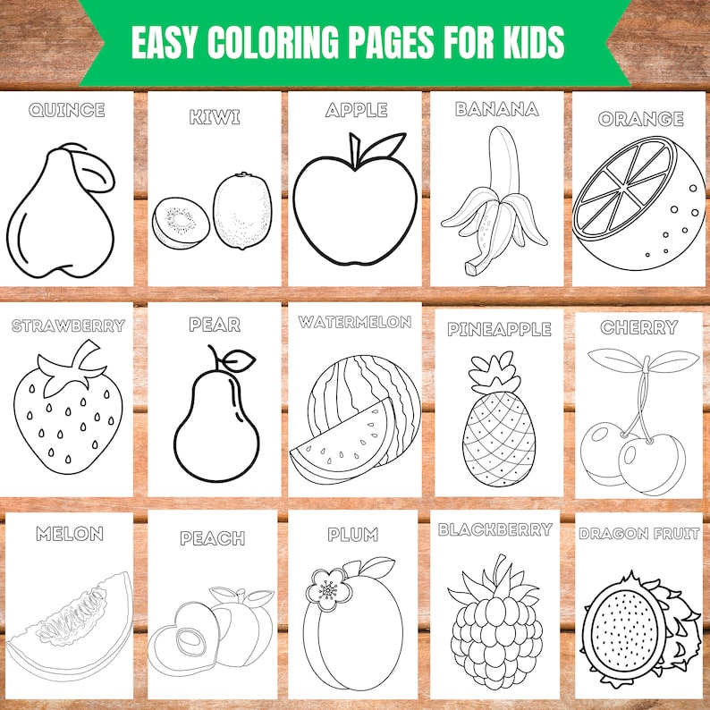 25 Fruits Coloring Pages Activity for Kids, Coloring Pages for Kids ...