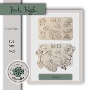 Laserdatei, SVG, Baby Puzzle, Holzpuzzle, Geburtsgeschenk, inklusive Gewerbelizenz