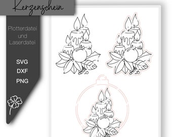 Laserdatei, Plotterdatei, SVG, Kerzenschein, inklusive Gewerbelizenz