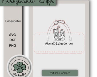 Laser file, SVG, Advent calendar with nativity scene, including commercial license