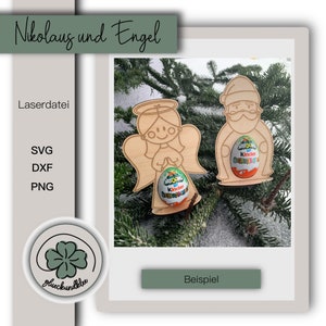 Laserdatei, SVG, Ü Ei Halter, Nikolaus, Engel, Schokoladenhalter, inklusive Gewerbelizenz
