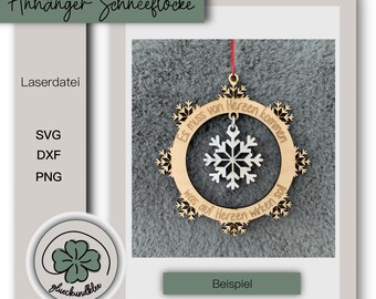Laser file, SVG, Christmas tag, snowflake, tree decoration, gift tag, including commercial license