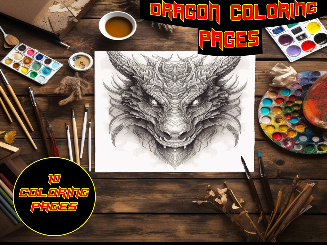 Dragon Coloring Pages, Fantasy Coloring Pages, Printable PDF Downloads