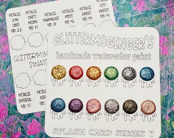 Metallic Watercolor Paint Dot Card | Series 7 | Handmade for Artists, Calligraphy and Painting