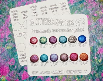 Metallic Watercolor Paint Dot Card | Series 5 | Handmade for Artists, Calligraphy and Painting