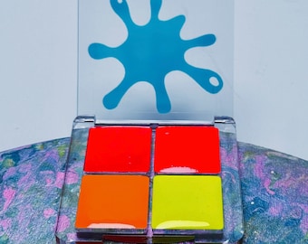 Fluorescent Neon Watercolor Travel Palette | Handmade Artist Paint Set
