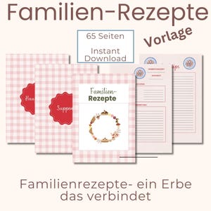 Familiereceptenboekje sjabloon Keukendagboek Kookboek Receptencollectie Herinneringscadeau Bruiloft Verjaardag Geboorte Eten voor kinderen