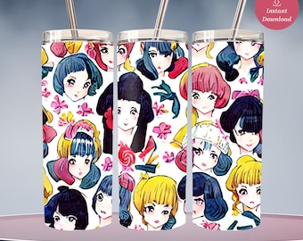 Just a Girl Who Loves Anime 20oz Sublimation Tumbler Wrap PNG |Anime Figure Skinny Tumbler PNG |Digital Download |Anime Inspired Collage PNG