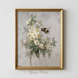 Wildflower Art in Arched Wood Frame | Farmhouse Botanical Wall