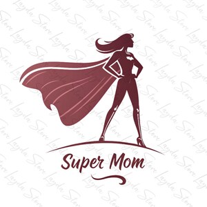Maman minimaliste de super-héros portant une cape fluide PNG, clipart minimaliste de fête des mères, Illustration de maman forte, impression d'art de maman confiante PNG