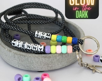 Cordón personalizado *brillante* con nombre - Brilla en la oscuridad, cordón para niños, cordón para profesores