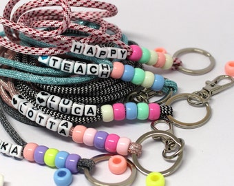 Schlüsselband Name, Schlüssel Schulkind, Lanyard personalisiert, Schlüsselanhänger, Schlüssel Kind, Schlüsselband Segeltau, Schlüssel Lehrer