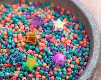 Mezcla de cuentas * Sensación tropical * Mezcla de cuentas Rocailles coloridas, cuentas de colores de verano, mezcla de cuentas, mezcla de rocailles, mezcla de cuentas de vidrio