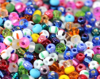 Happy 5/0 * Preciosa Bead Mix, Cuentas rayadas, Cuentas rayadas, Mezcla de cuentas, Cuentas DIY, Cuentas artesanales, Cuentas coloridas, Cuentas grandes