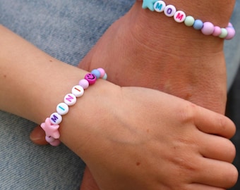 Pulsera mamá e hijo, pulsera infantil con nombre, pulsera para niños, pulsera infantil con nombre, regalo de cumpleaños, pulsera personalizada