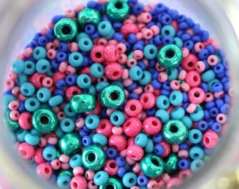 Carnaval * Mezcla de perlas Preciosa, confeti de perlas, mezcla metálica de perlas de vidrio, mezcla de perlas, cuentas de rocaille de colores, mezcla de perlas