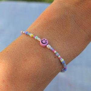 Perlenarmband Pastell, Sommerarmband, Armband Süßwasserperlen,buntes Armband, Schmuck echte Zuchtperlen, Armband mit Anhänger, Muttertag