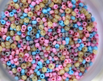 Mezcla de cuentas Preciosa 9/0 y 10/0, cuentas de vidrio pastel, mezcla de cuentas pastel, confeti de cuentas, cuentas de semillas, joyería DIY