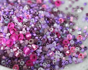 Pink Pony Club * Mezcla de perlas Preciosa, Confeti de perlas, Mezcla de perlas metálicas de vidrio, Mezcla de perlas, Cuentas Rocailles de colores, Mezcla de perlas