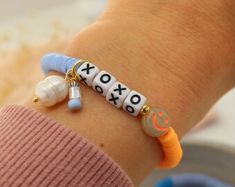 Personalizable bracelet, bracelet with pendant, surfer bracelet, surfer style bracelet, Katsuki pearl bracelet, neon bracelet, pink bracelet