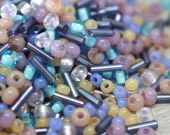 Pastel de ensueño * Mezcla de cuentas Preciosa, cuentas de vidrio pastel, cuentas de palo, cuentas de vidrio grandes, cuentas impermeables, mezcla de cuentas de semillas