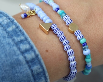 Pulsera de perlas * Saint Tropez * Pulsera con perlas rayadas en los tonos de azul más bonitos