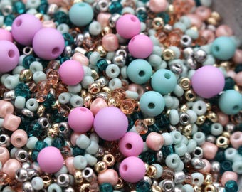 Bead mix * Decent * Rocailles bead mix colorful, beads gold and silver, bead mix, rocailles mix, glass bead mix
