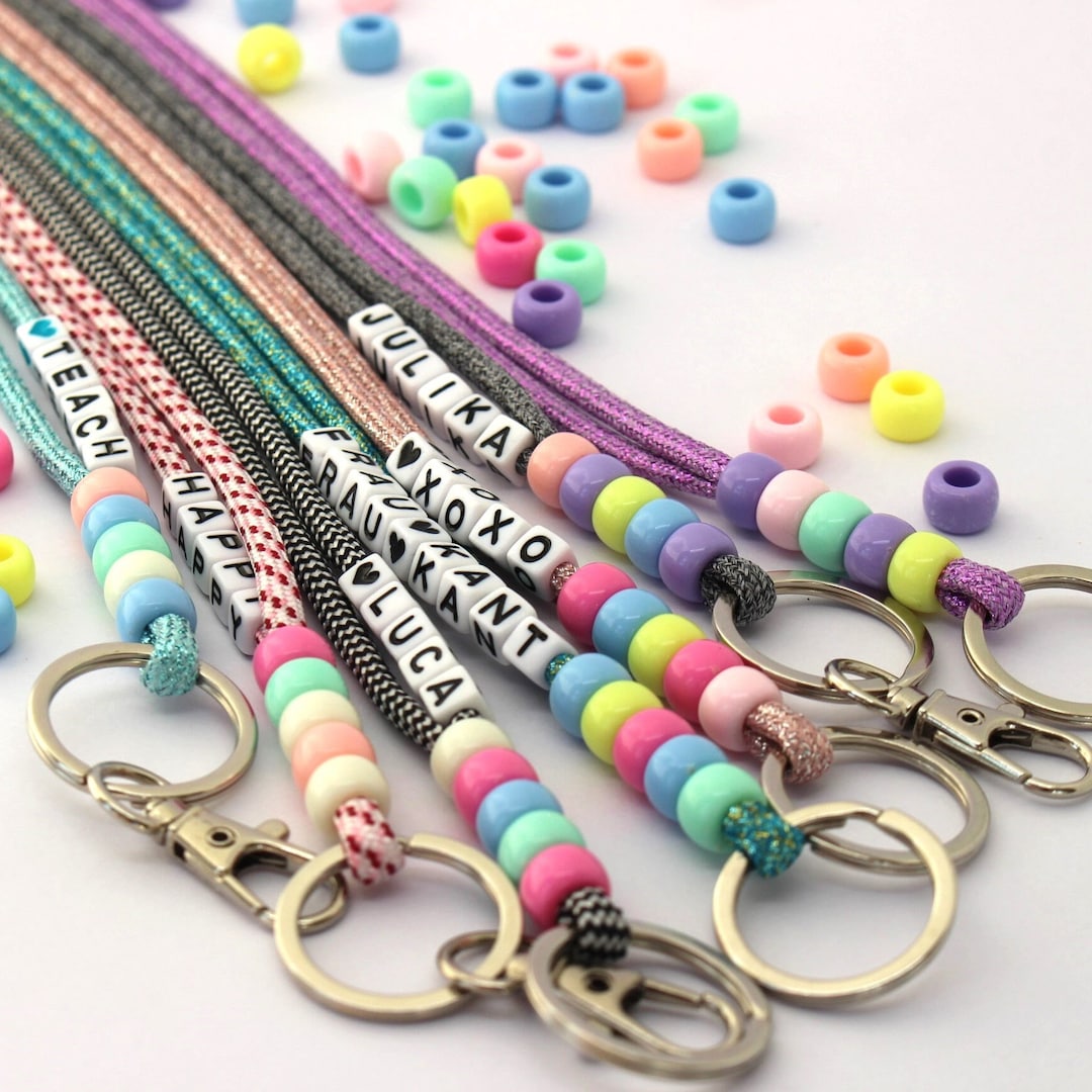 Personalisierter Stickarmband Schlüsselanhänger - Individueller Namensetikett Gurt | Für Schlüssel & Taschen