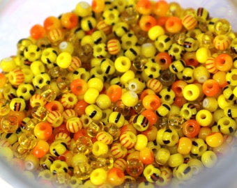 Sunny Side * Mezcla de perlas Preciosa, confeti de perlas, cuentas de vidrio de colores, mezcla de perlas, cuentas de vidrio rayadas, cuentas rayadas, cuentas para manualidades