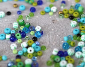 Coral Reef * Preciosa Perlenmix 10 gr, gestreifte Glasperlen, Perlen zum Basteln Gemischt, verschiedene Rocailles Perlen für Schmuck DIY