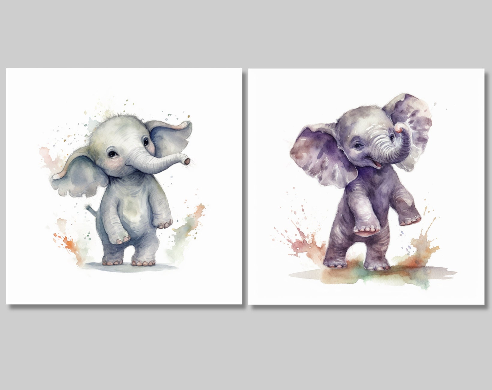 13 Watercolor Elephant (and Baby) Illustrations Clipart - Digital ...