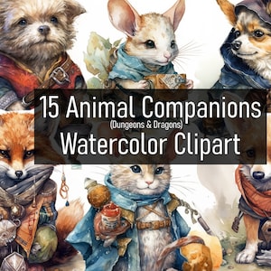 15 Aquarell Dungeon & Dragons Begleiter Illustration Clipart - Digital Download - Printable - Scrapbook - Poster - kommerzielle Nutzung