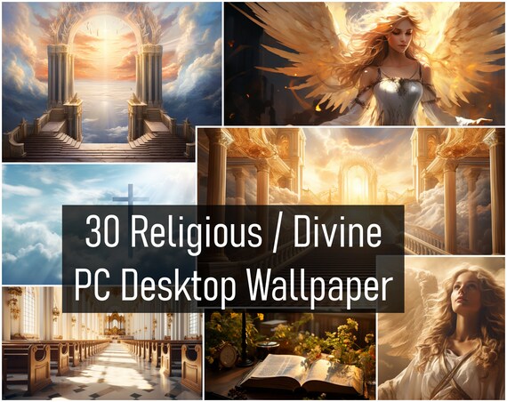 30 Religious Divine Desktop Wallpaper FULL HD 1920 x 1080 - Religoius Theme - digital download - Angel Bible Church Heaven Clouds Rosary