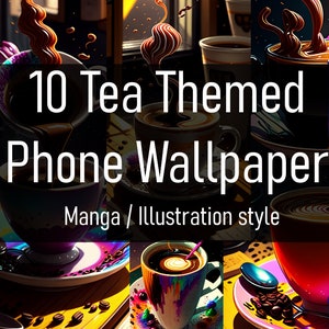 Coffee Themed Illustration Phone Wallpaper Bundle of 10 + 2 Bonus Backgrounds | IPhone | Android | Samsung