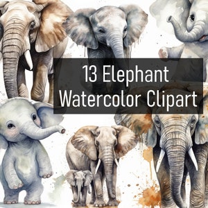 13 Watercolor Elephant (and Baby) Illustrations Clipart - Digital ...
