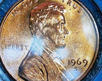 1969-S Lincoln 1c reverse “Floating Roof” error. RD UNC BU