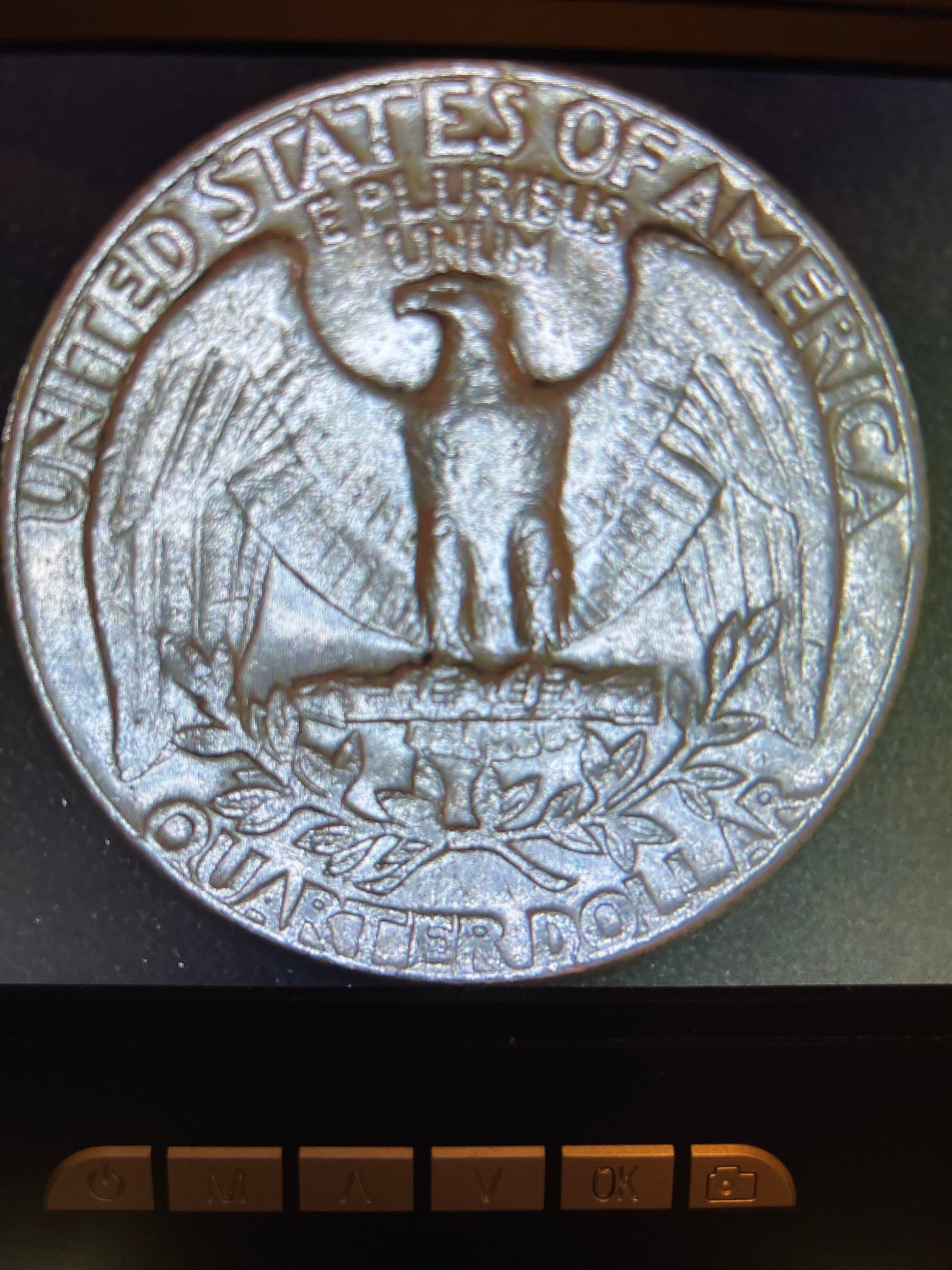 1974-D 25c Error Coin, Filled Mint Mark, STRONG DDR. Free Gift