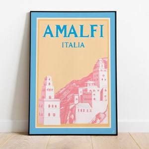 Original ‘Amalfi’ Print, Vintage Italy Travel Illustration Poster Print, Gallery Wall, Exhibition Print, DIGITAL DOWNLOAD
