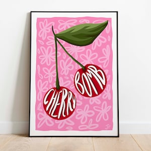 Cherry Bomb The Runaways Original Illustration Poster Print, Gallery Wall, Digital Fruit Print, Exhibition Print, DIGITAL DOWNLOAD