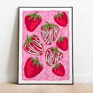Strawberry Fields Forever The Beetles Original Illustration Poster Print, Gallery Wall, Fruit Print, Exhibition Print, DIGITAL DOWNLOAD
