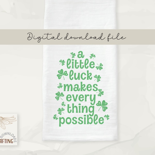 St Patricks Day Shamrocks with Positive Message Digital Download File Dish Towel, Kitchen Digital PNG Sublimation Printable Digital download