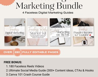Ultimate Faceless Digital Marketing Guide Bundle, Private Label Rights Ebook resell rebrand Done for You Faceless Digital Products