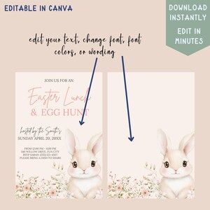 Editable Easter Bunny Lunch Invitation, Easter Mobile Lunch Bunny ...