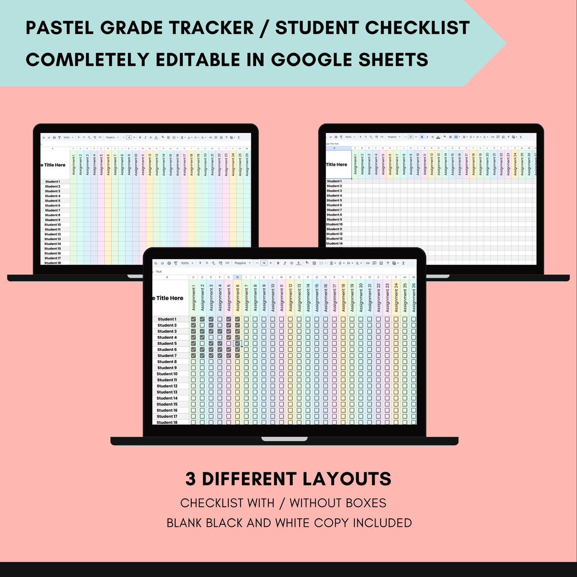 Editable Google Sheets Student Grade Assignment Checklist Digital ...