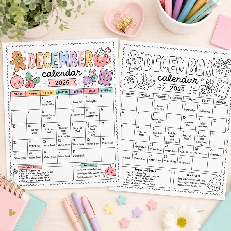 2026-2027 School Year Calendar, Monthly Calendar Editable for Teachers ...