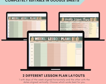 Editable Teacher Weekly Lesson Plans Google Sheets Digital template Print Teacher Homeschool Educator Weekly Daily Lesson Planner 2025-2026