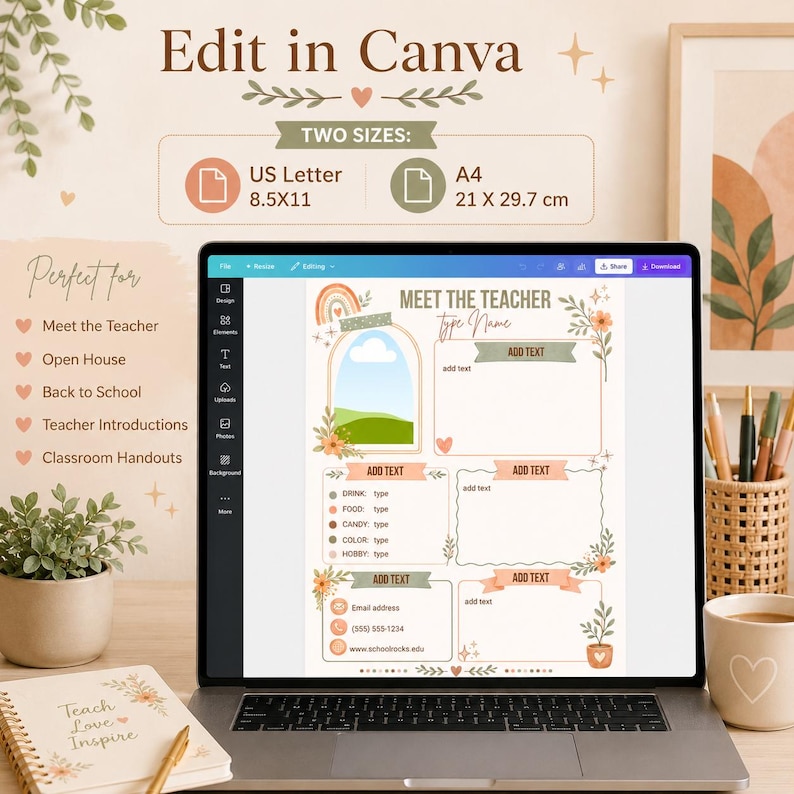Meet the Teacher Newsletter Canva Template, Open House Back to School ...