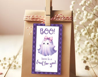 Printable Halloween Gift Tags Party Favor Goodie bag Tags, Trick or Treat Favor gift Tag, gift for classmates ghost Halloween gift tag