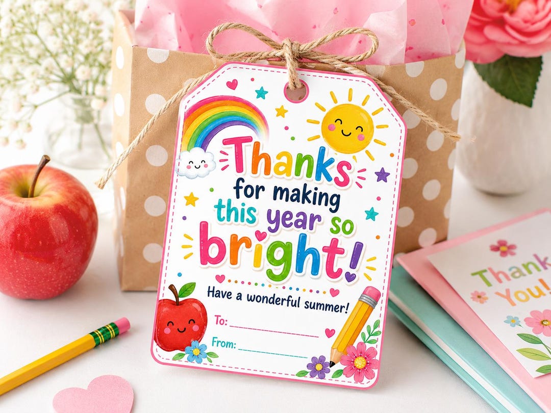 End of School Year Teacher Gift Tag Teacher Appreciation Gift Tag Thank ...