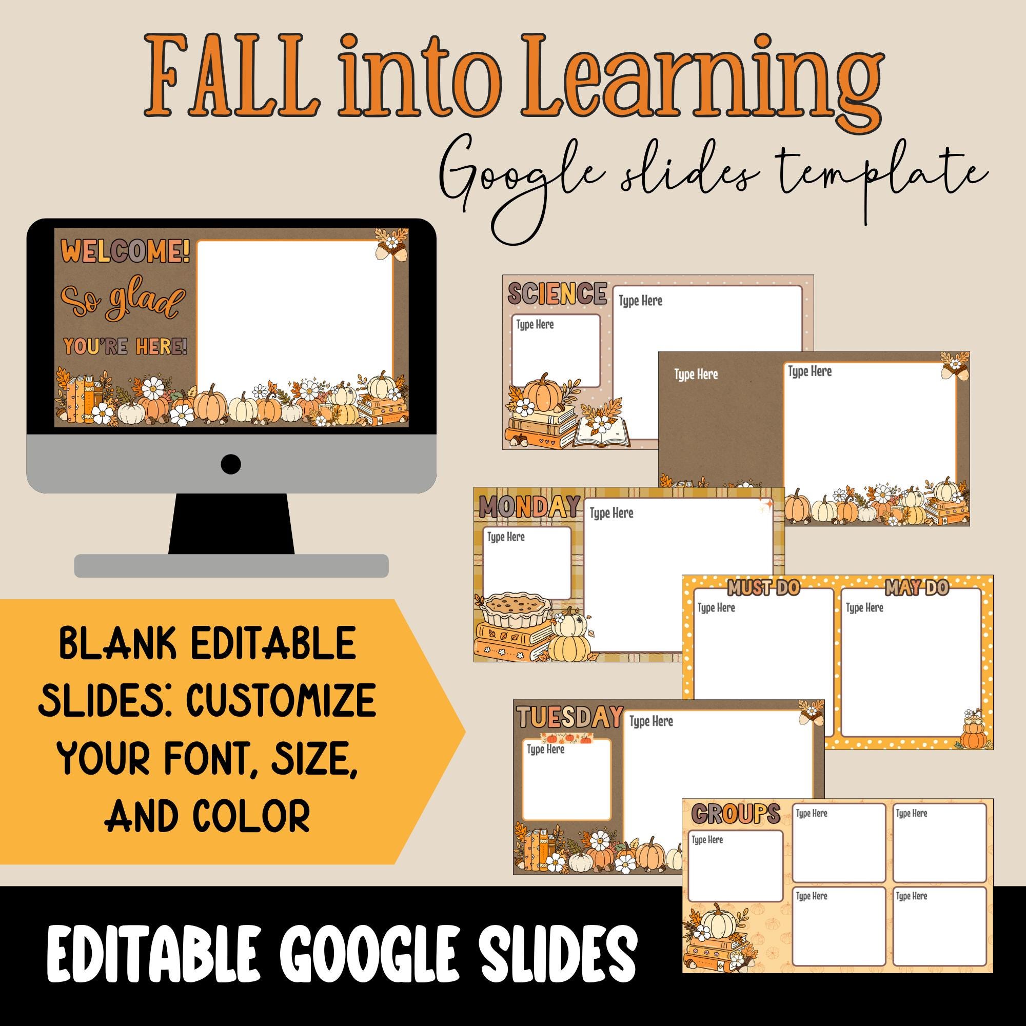 Fall Classroom Powerpoint and Google Slides Decor Teacher Organization ...
